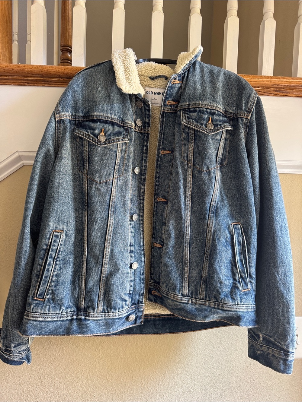 Old Navy Blue Denim Jacket with Cream Sherpa Lining